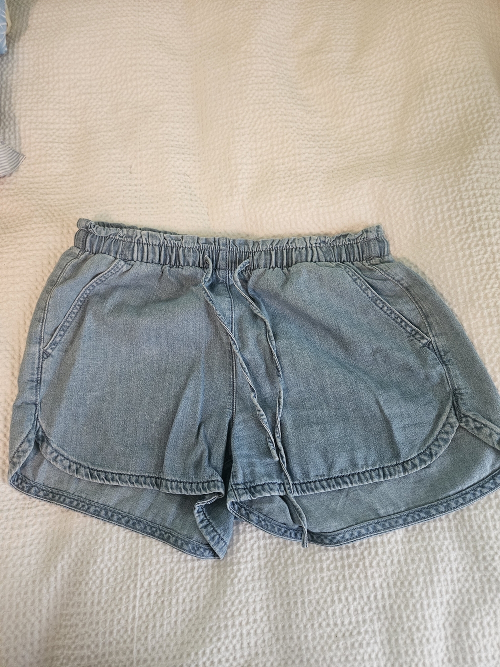 American Eagle Outfitters Light Blue Denim-Style Pull-On Shorts